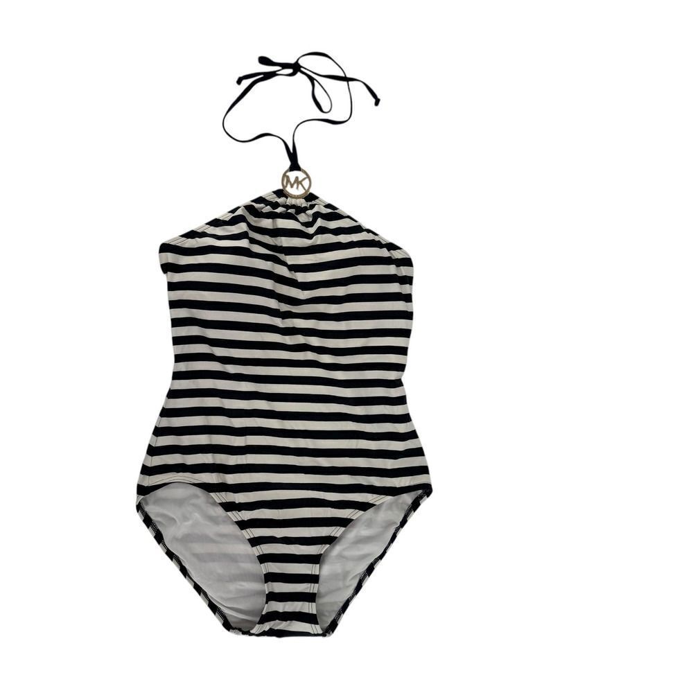 Michael Kors Swimsuit One Piece Size 10 Striped Halter Blue White Nautical Sail